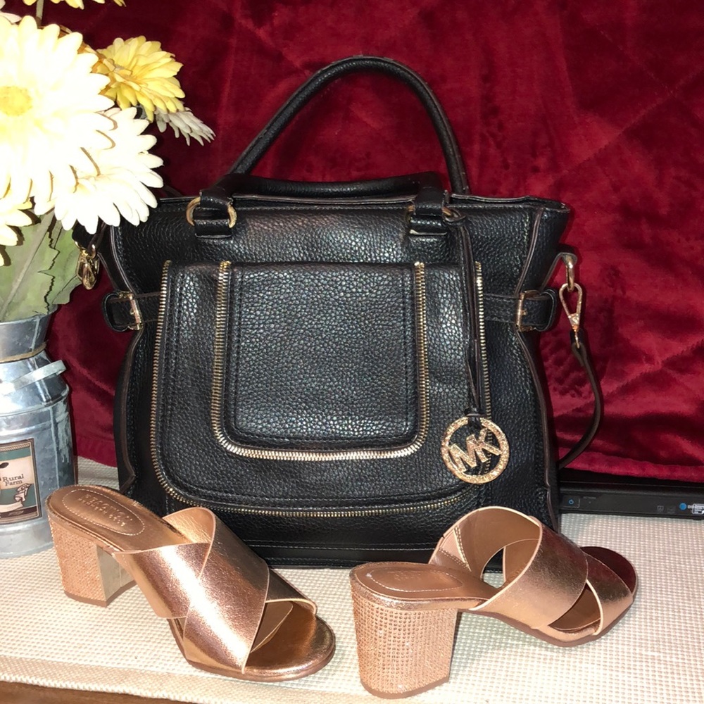Black soft leather with Gold accents